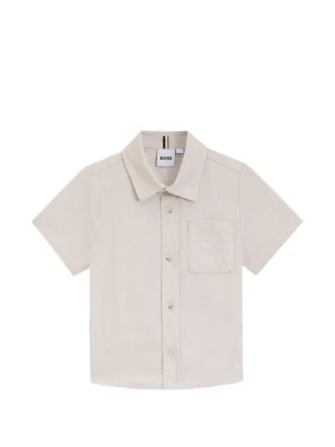 BOSS Kidswear shirt in linen and cotton with logo detail