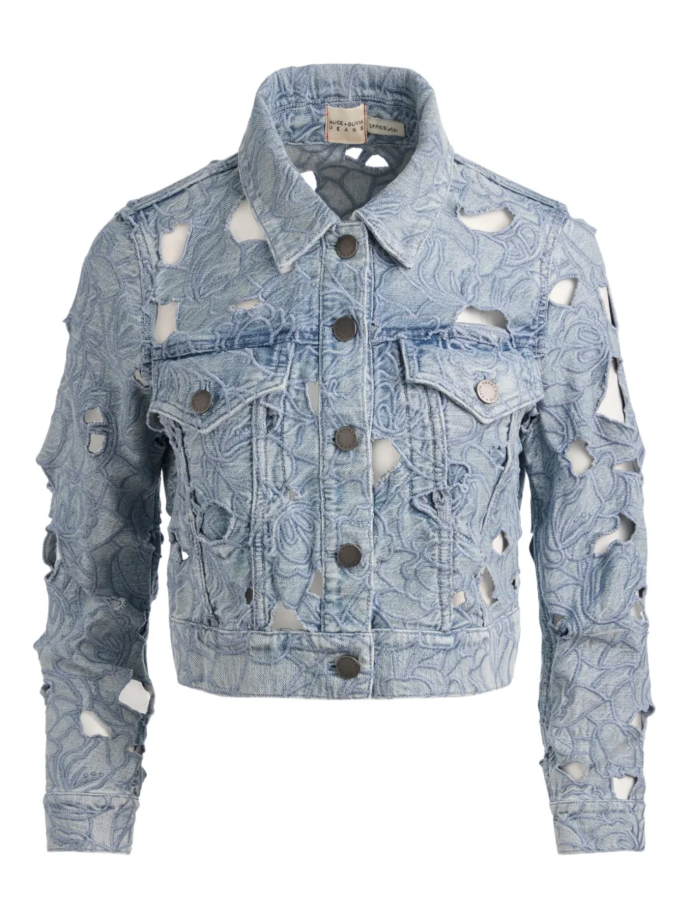 alice + olivia embroidered eyelet jacket - Blu