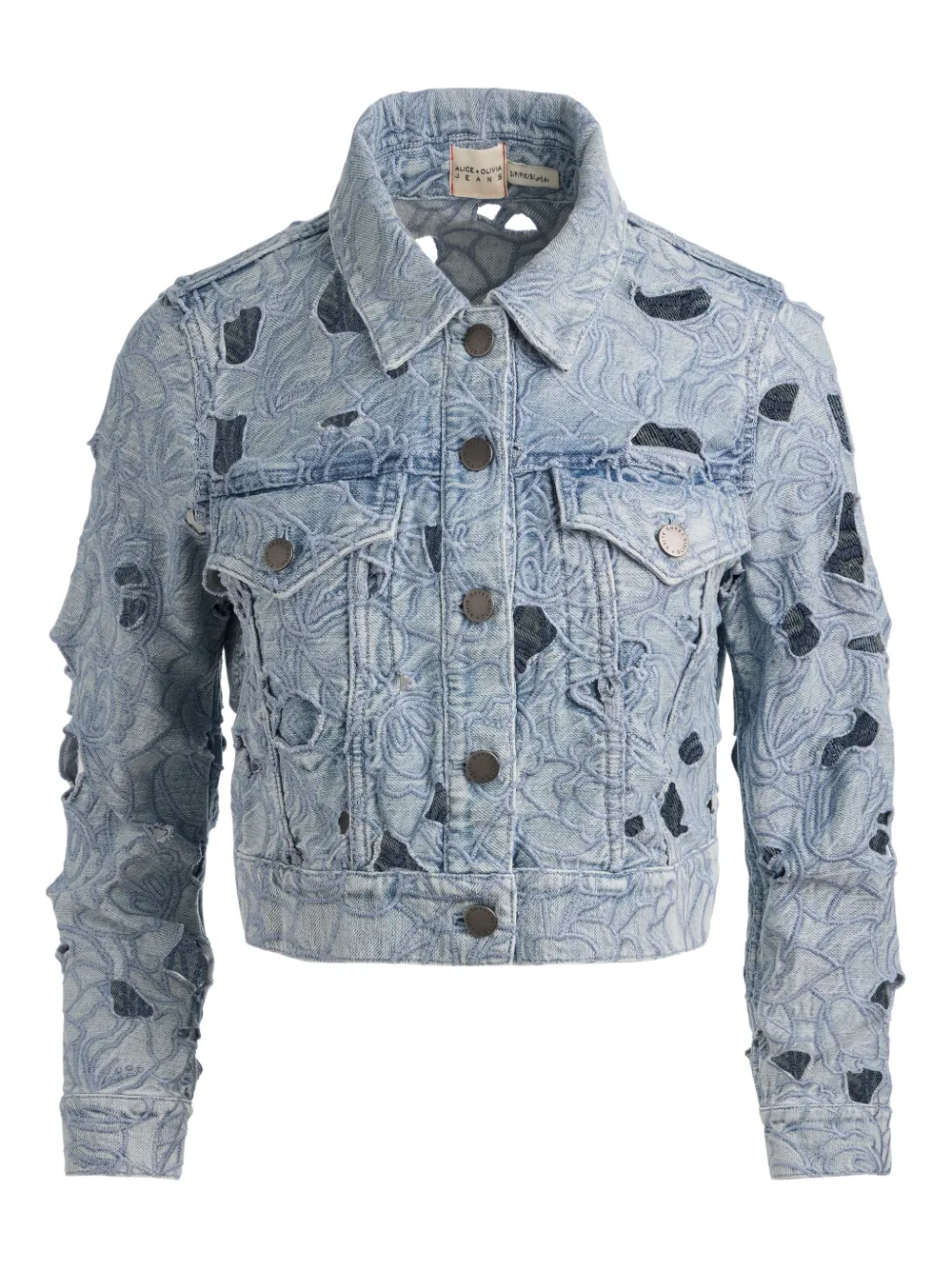 alice + olivia embroidered eyelet jacket - Blau
