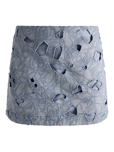 alice + olivia — embroidered eyelet mini skirt