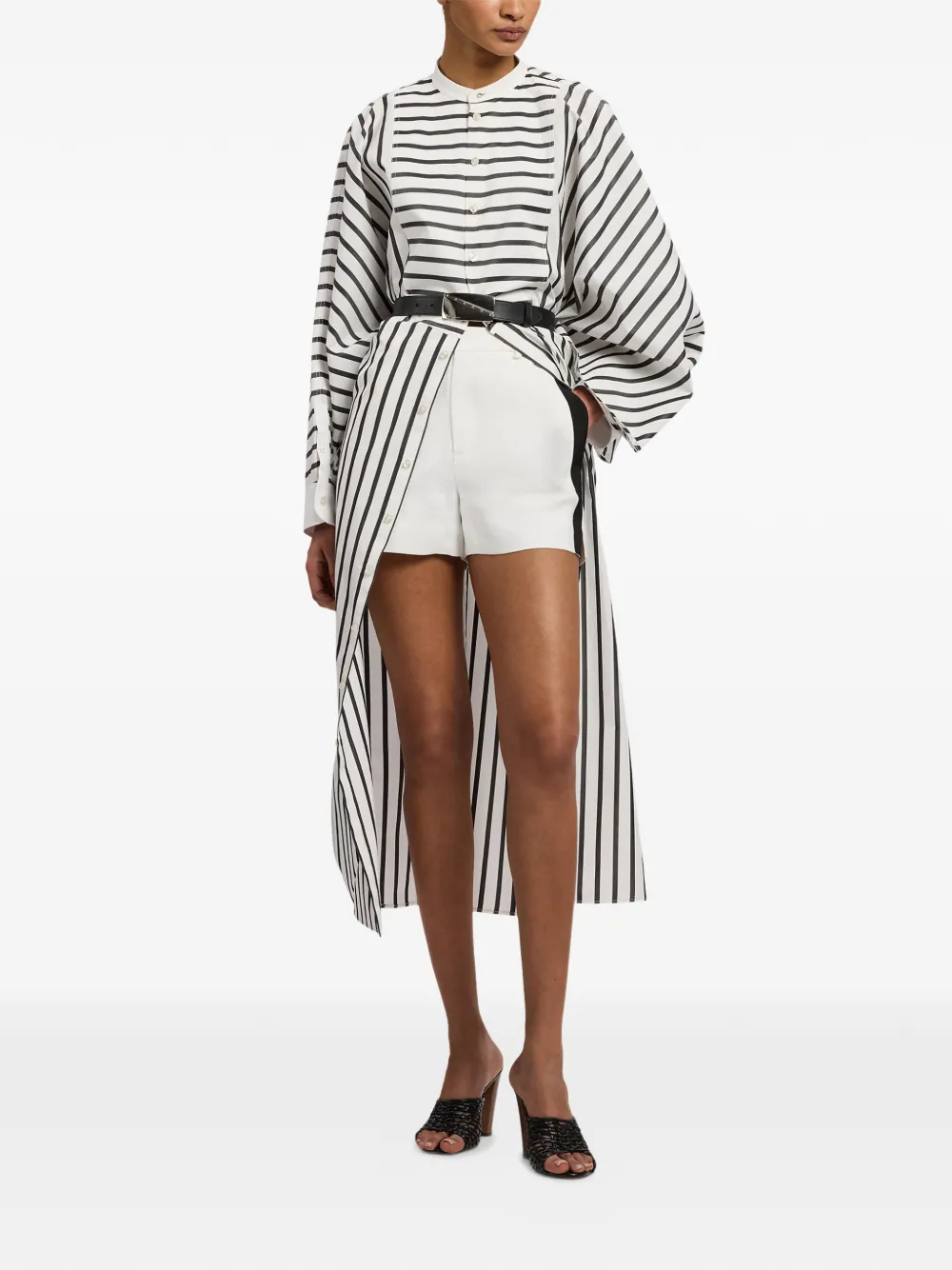 Ralph Lauren Collection Juliana gestreepte jurk met ceintuur Zwart