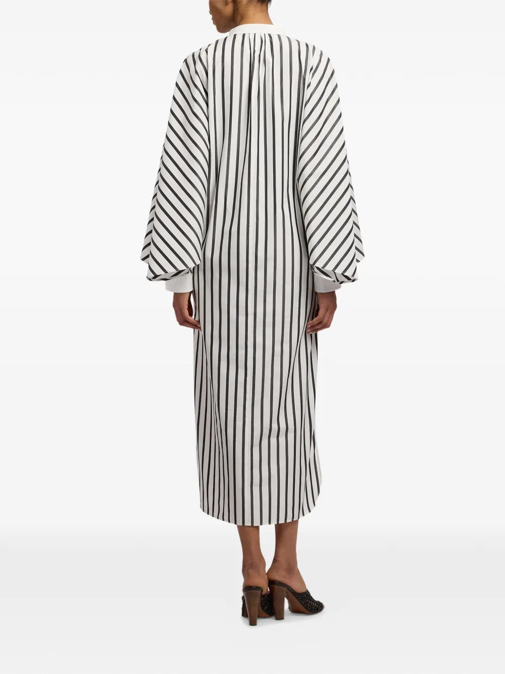 Ralph Lauren Collection Juliana gestreepte jurk met ceintuur Zwart