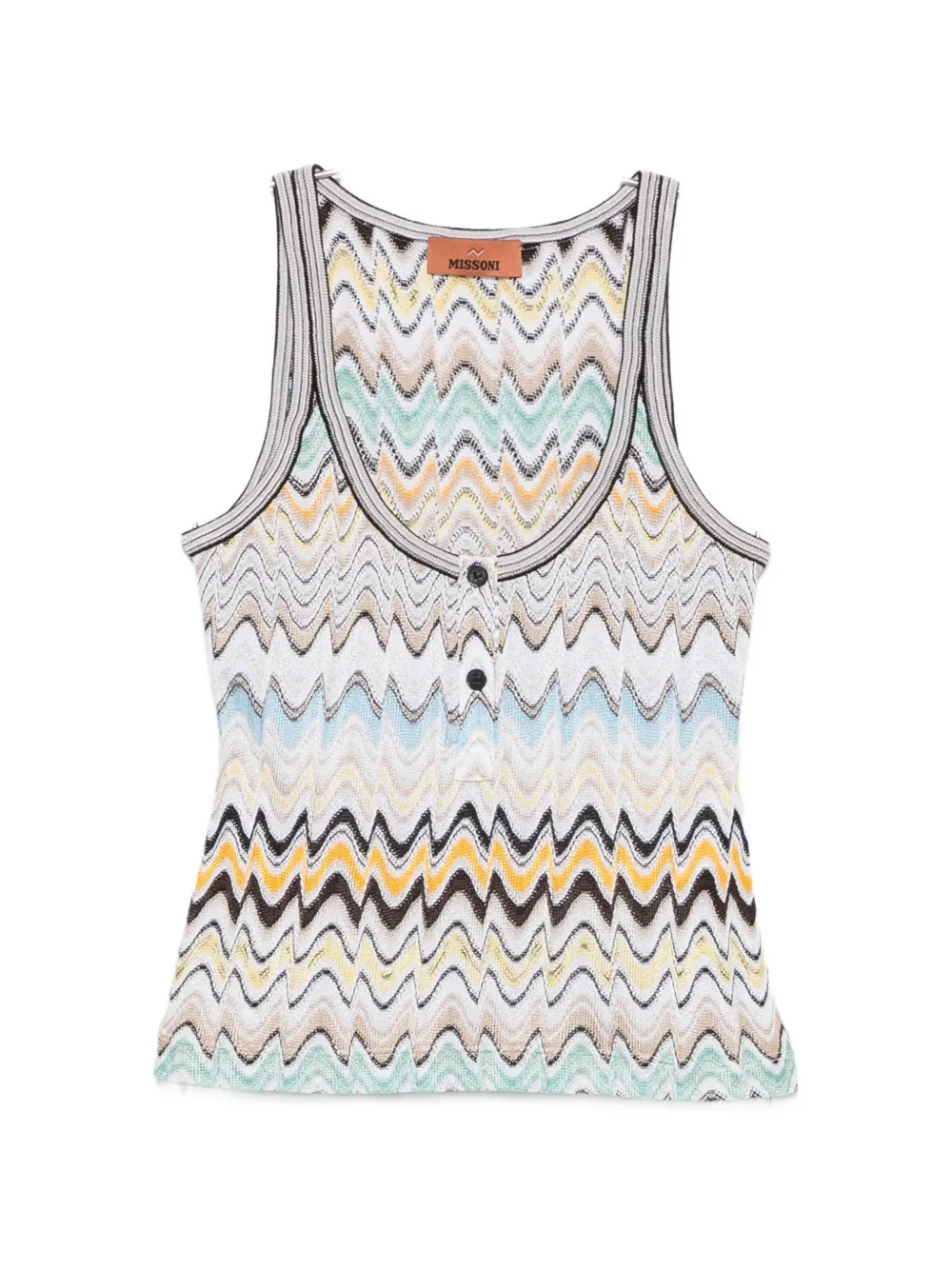 Missoni zigzag-knit button-detail tank top - Blu