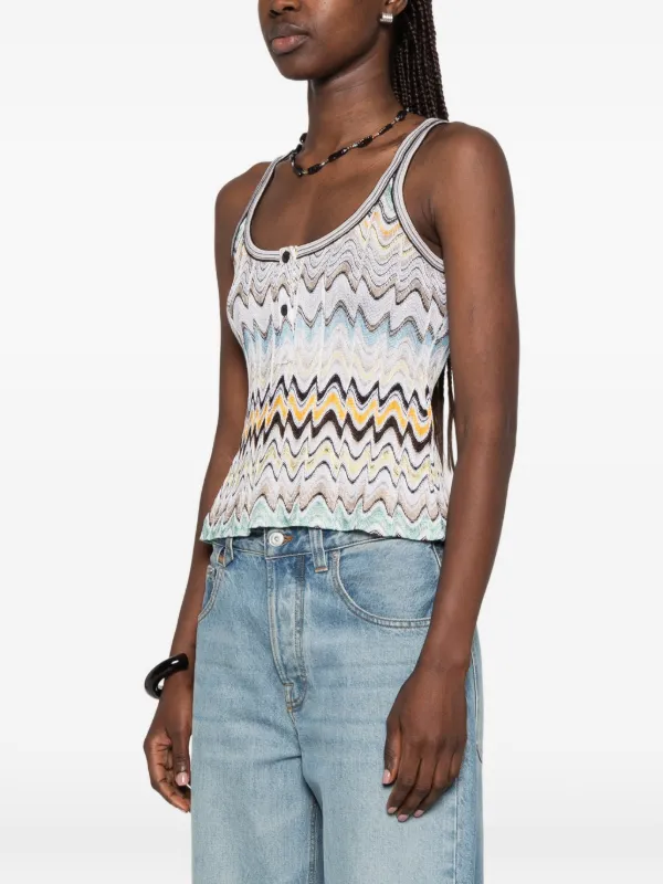 Missoni zigzag-knit button-detail Tank Top | Blue | FARFETCH