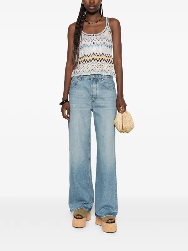 Missoni zigzag-knit button-detail Tank Top | Blue | FARFETCH