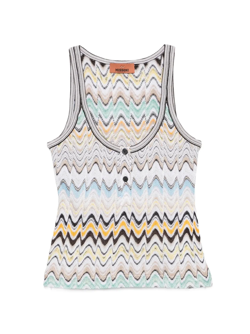 Missoni zigzag-knit button-detail tank top - Blu