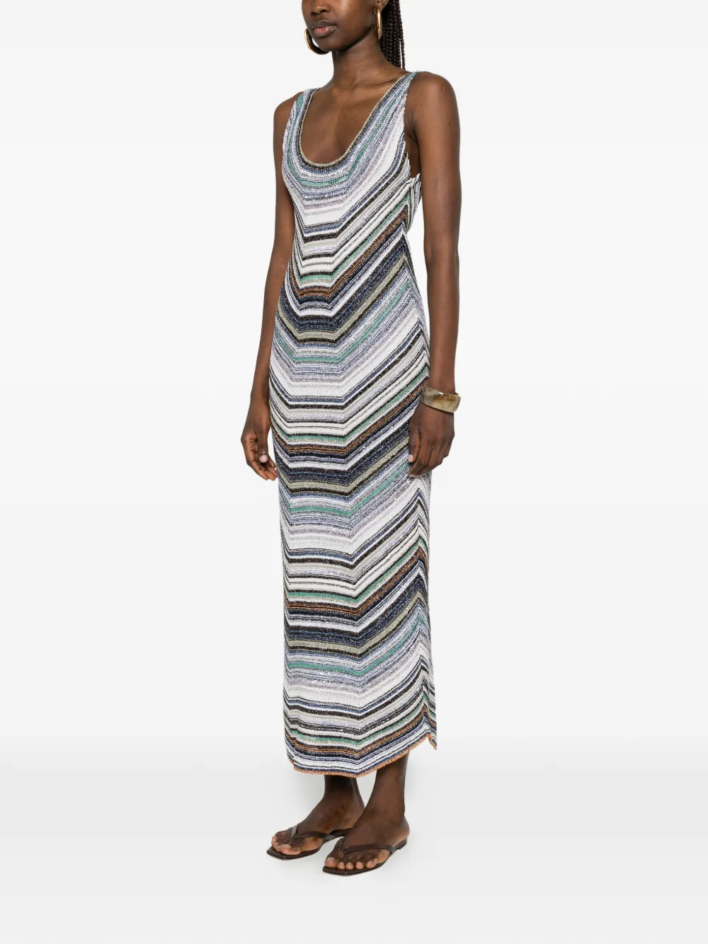 Missoni Mouwloze maxi-jurk met chevron-streep Wit