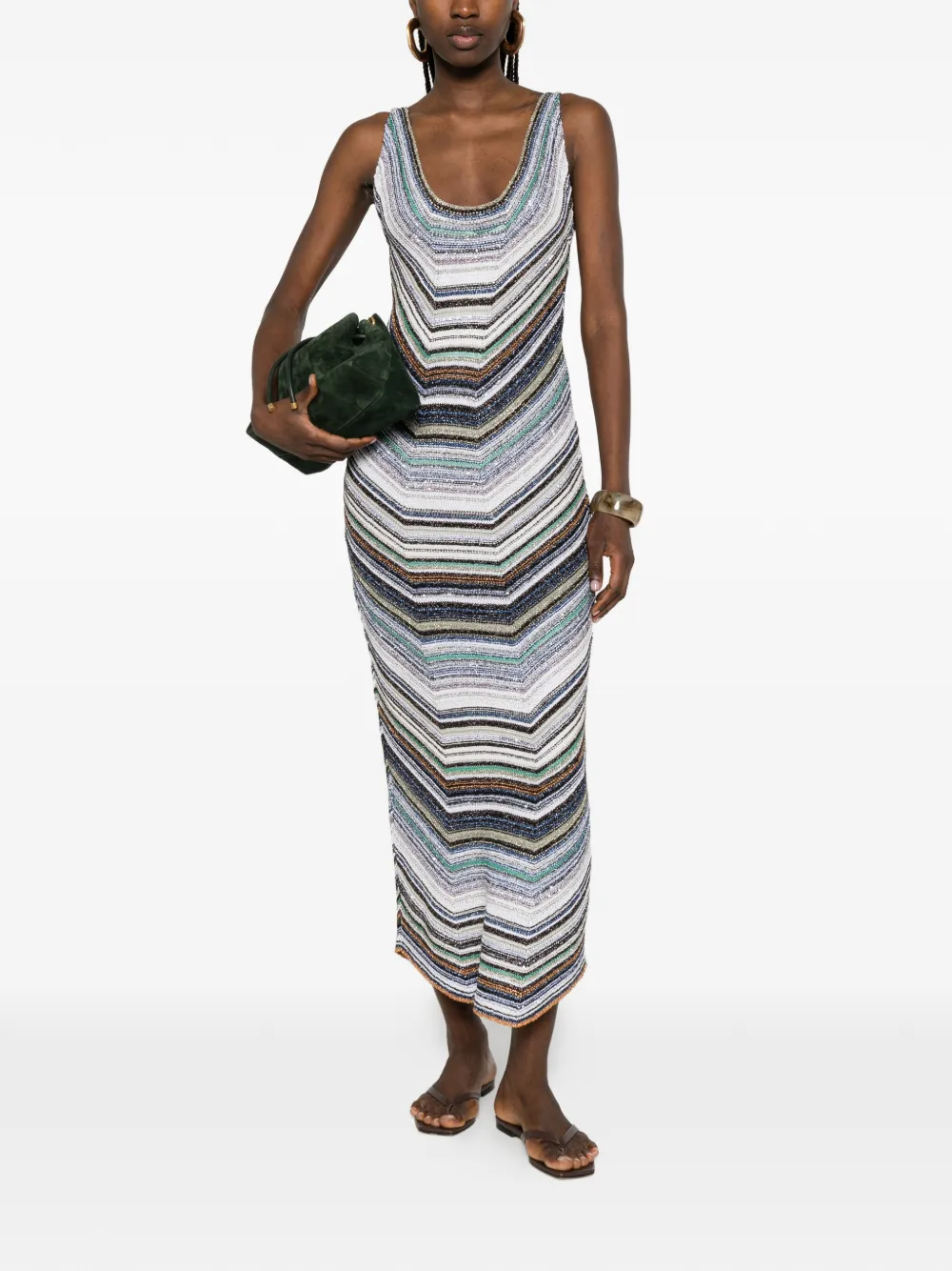 Missoni Mouwloze maxi-jurk met chevron-streep Wit