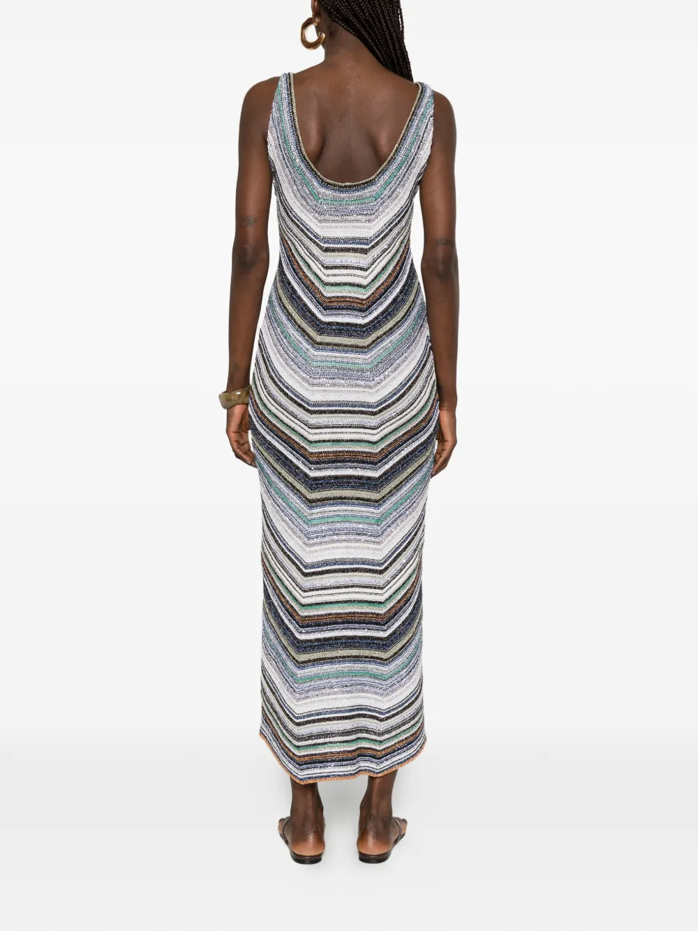 Missoni Mouwloze maxi-jurk met chevron-streep Wit