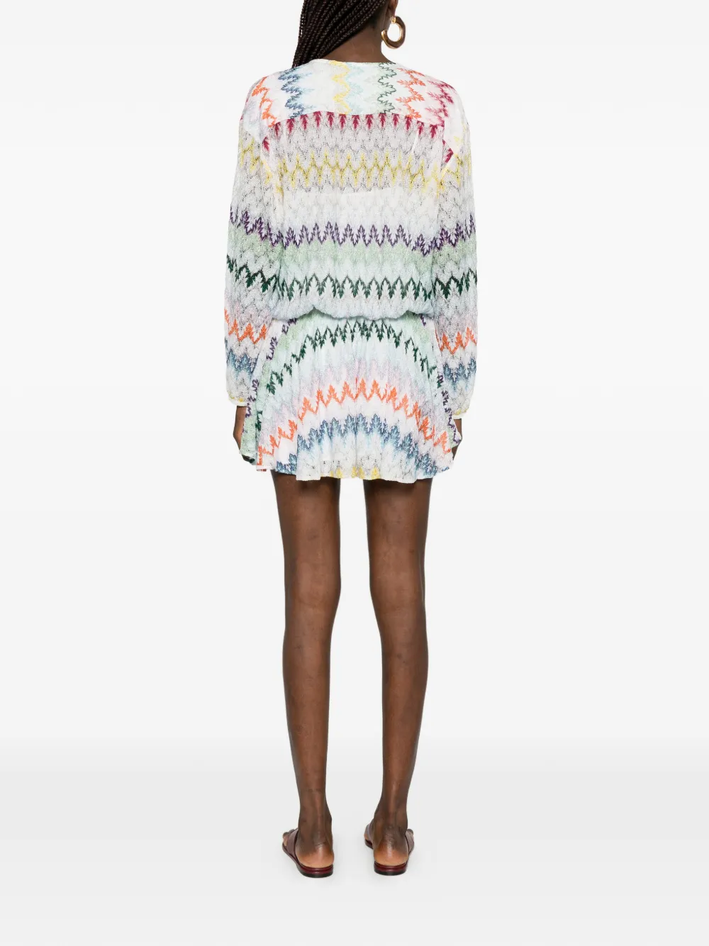 Missoni Mini-jurk met zigzag-patroon en strik Wit