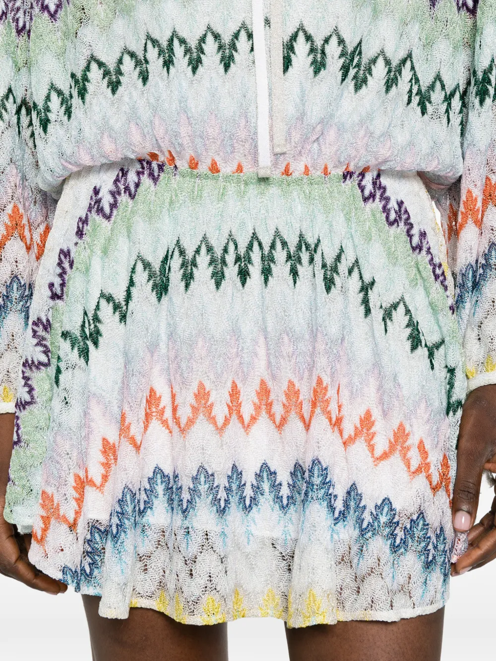 Missoni Mini-jurk met zigzag-patroon en strik Wit