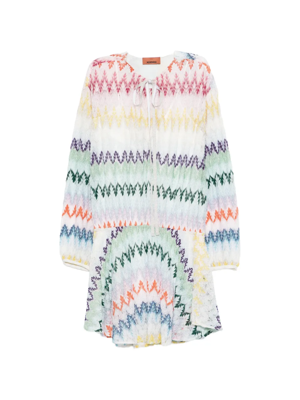 Missoni zigzag tie mini dress - Bianco