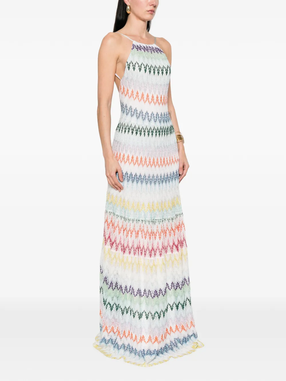 Missoni Mouwloze gestreepte maxi-jurk Wit