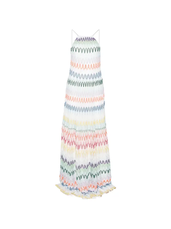 Missoni Maxi Striped Sleeveless Dress in White