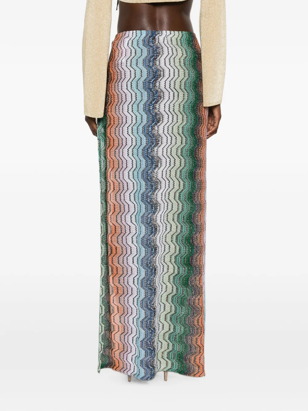 Missoni Maxi-rok van viscose lamé met Grieks patroon Groen