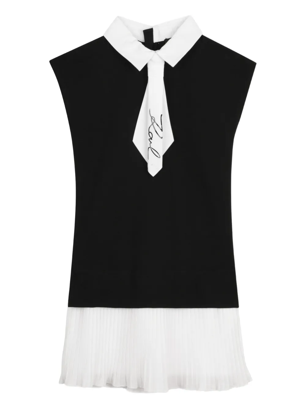 Karl Lagerfeld Kids Geplooide jurk met kraag Zwart