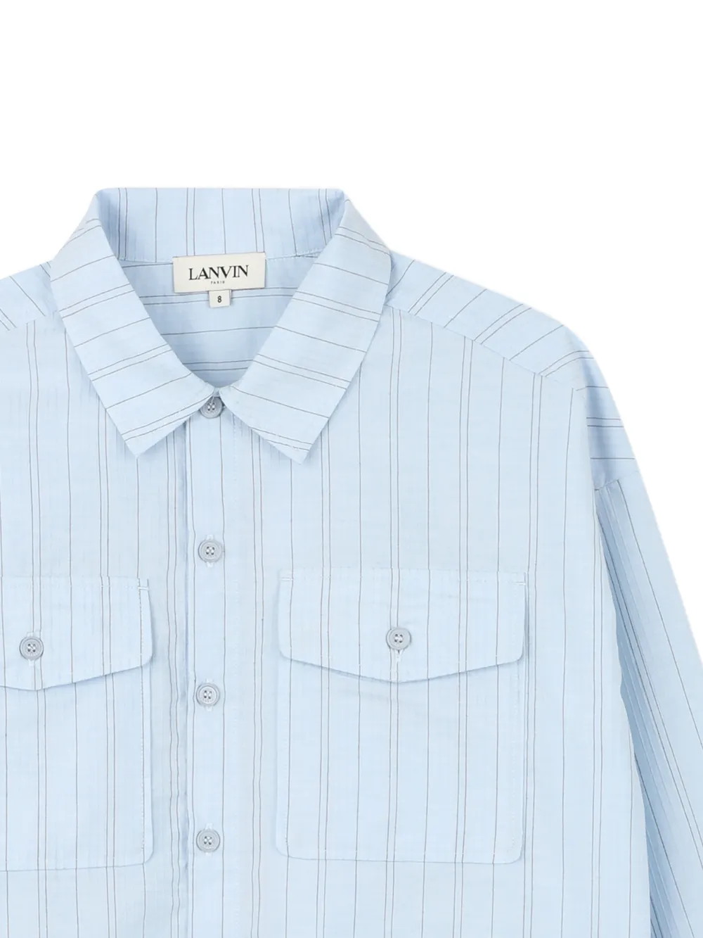 Lanvin Enfant Shirt met krijtstreep en zak Blauw