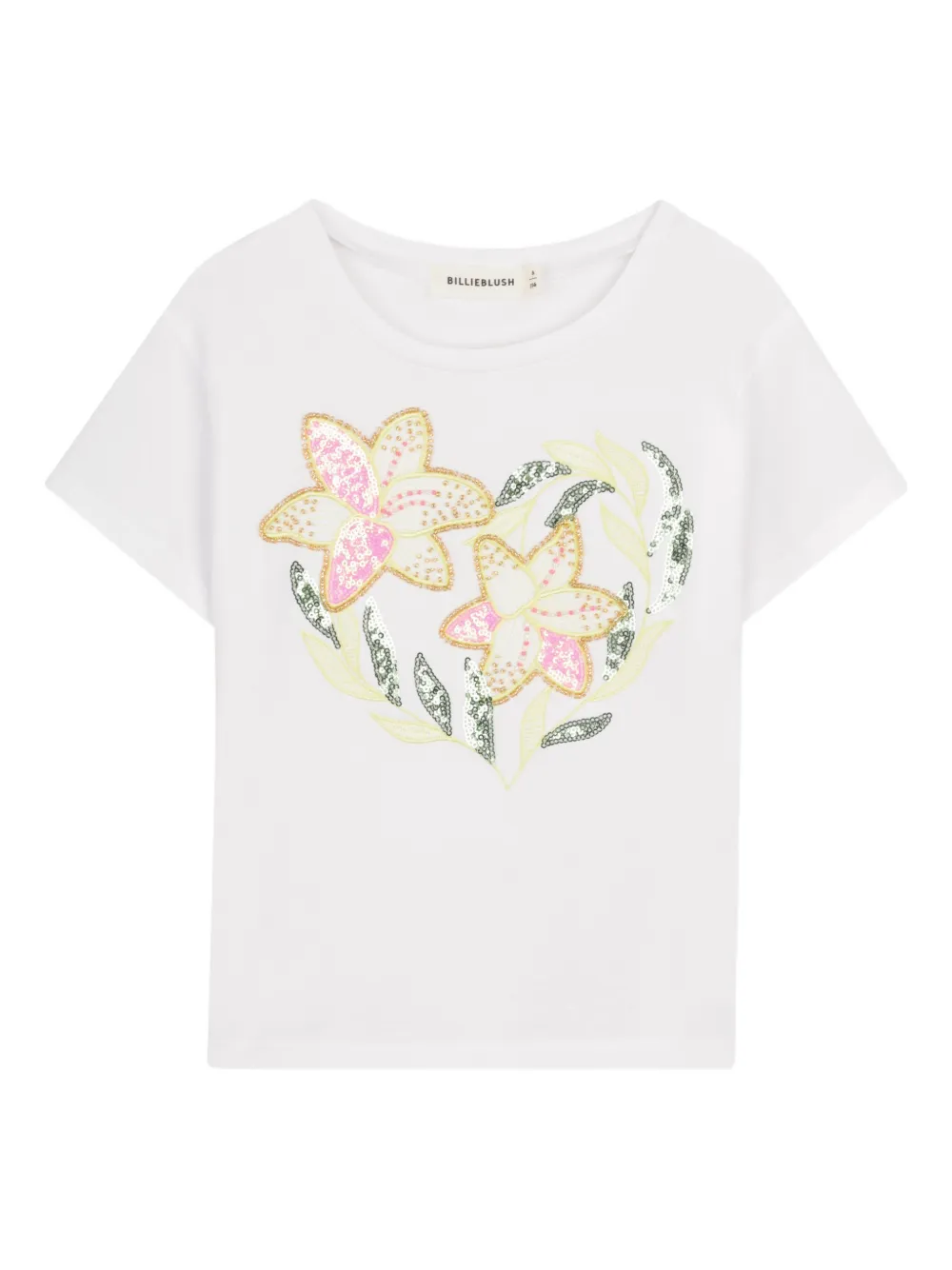Billieblush floral-sequin T-shirt - Bianco
