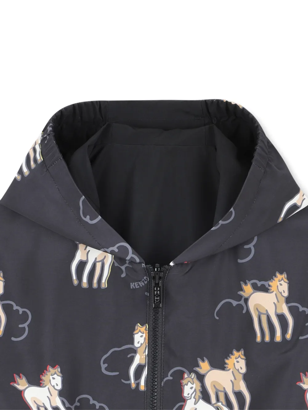 Kenzo Kids Top met capuchon en paardenprint Zwart