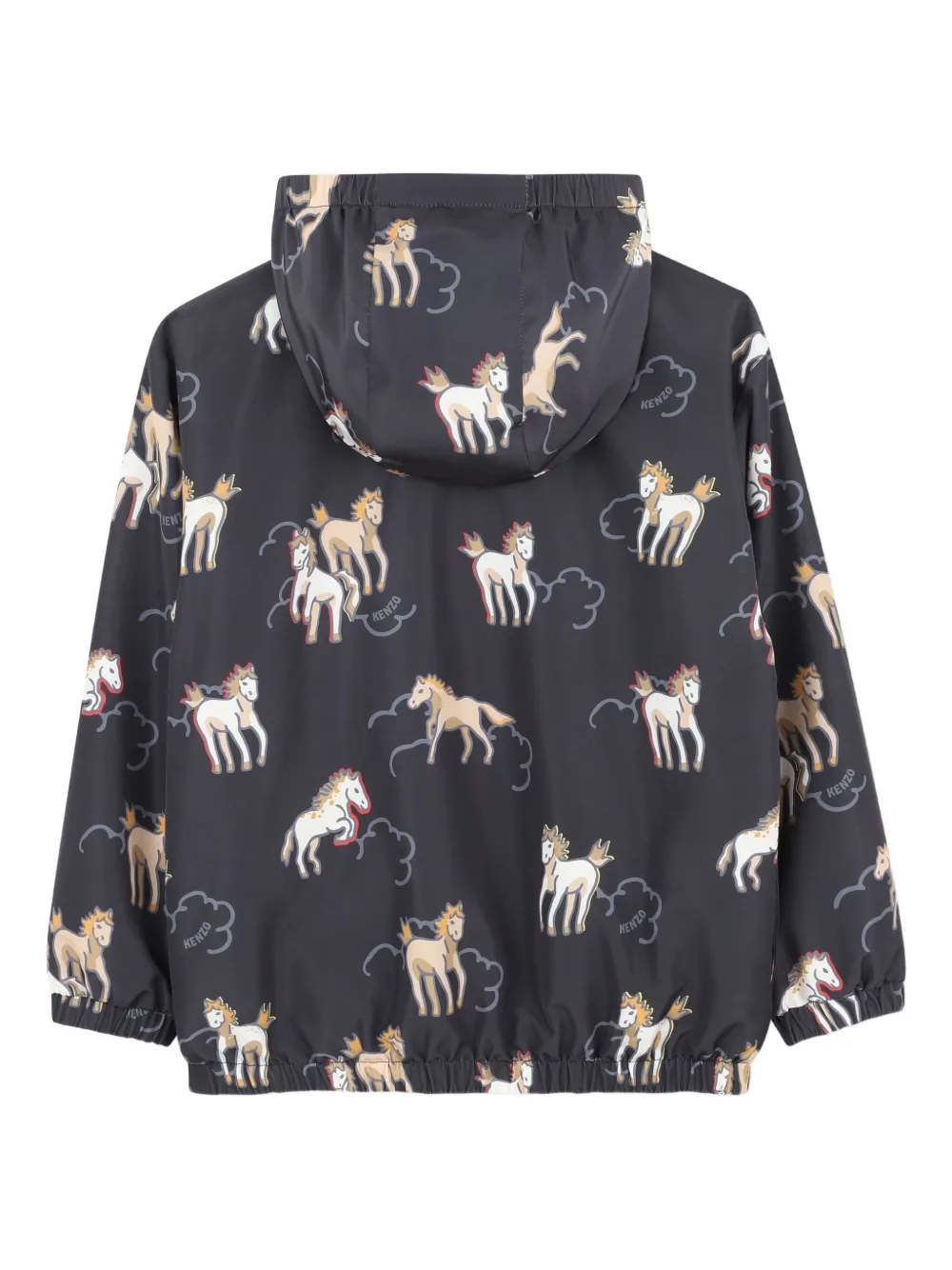 Kenzo Kids Top met capuchon en paardenprint Zwart