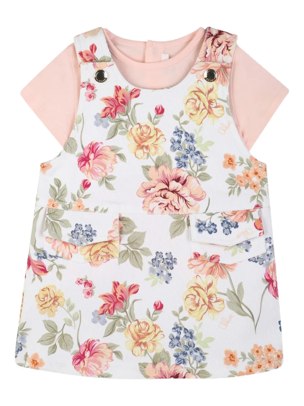 Chloé Kids Strampler-Set mit Blumen-Print - Rosa