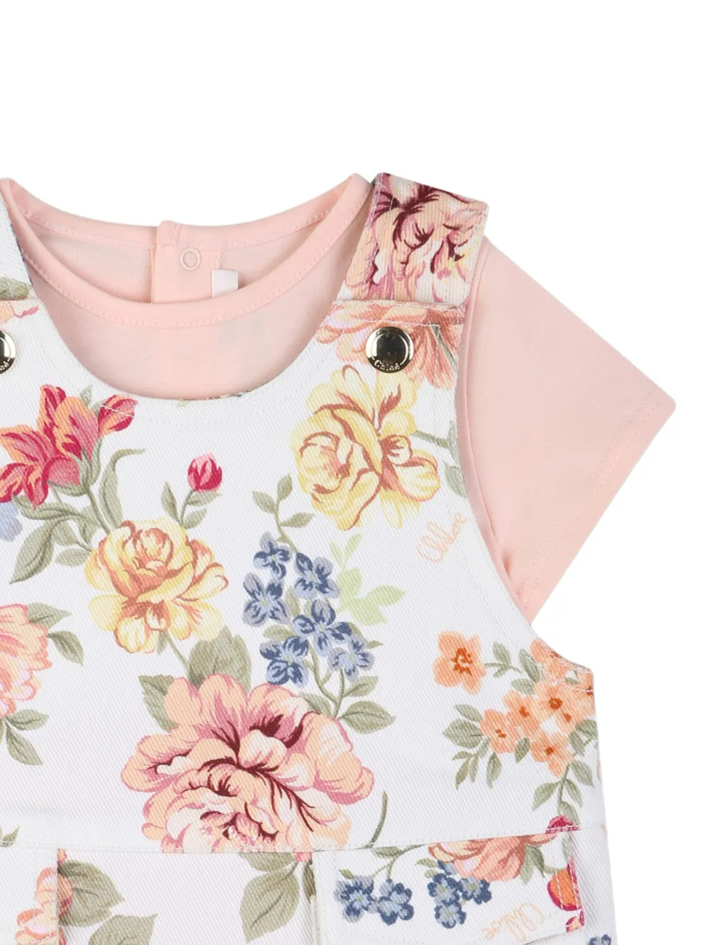 Chloé Kids T-shirt en jurk met bloemenprint Roze
