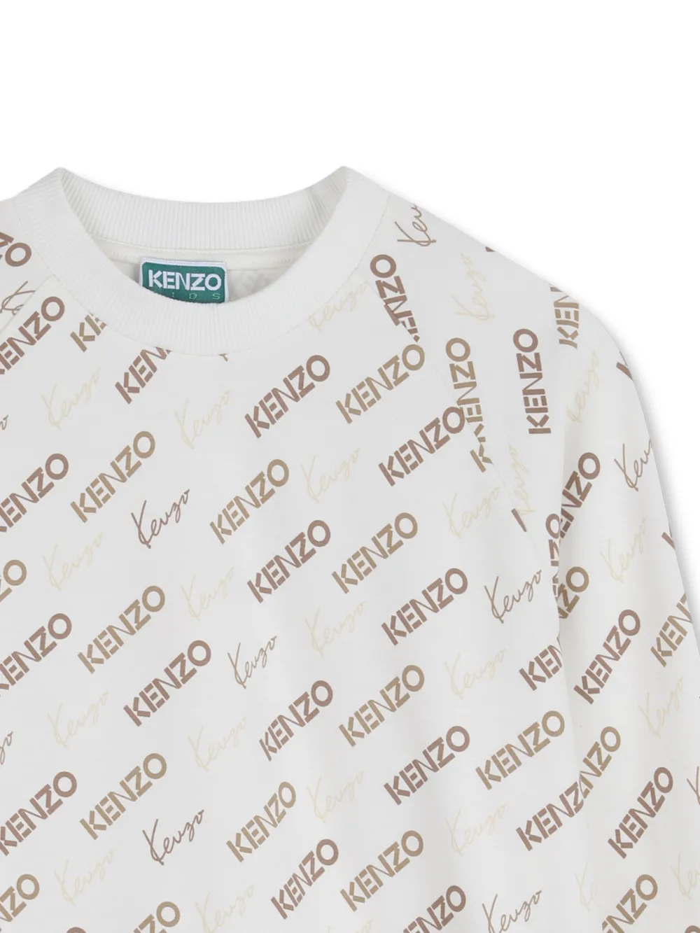  Kenzo Kids All Over-logo Sweatshirt - Neutrals 