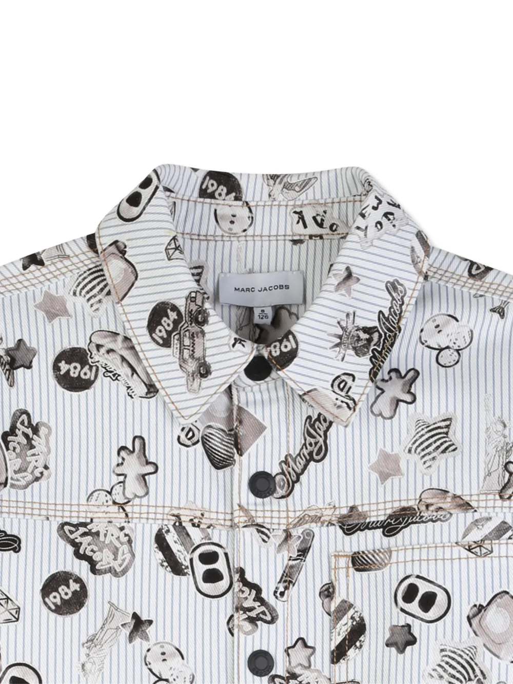  Marc Jacobs Kids Striped Graphic-print Jacket - White 