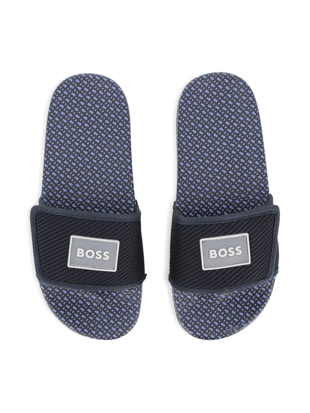 BOSS Kidswear Slippers met patroon Blauw