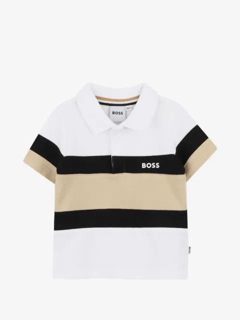 BOSS Kidswear playera tipo polo con rayas estampadas