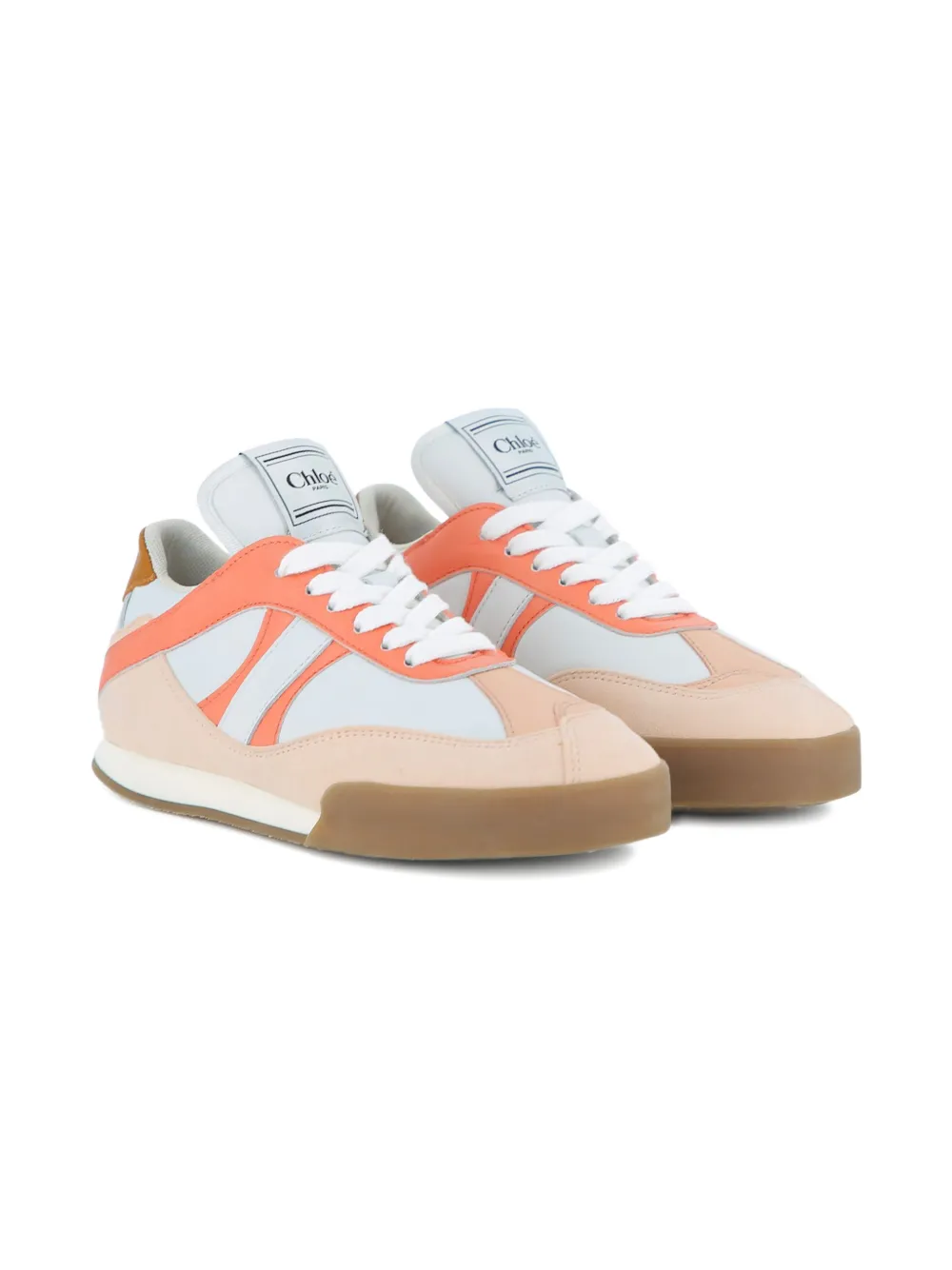 Chloé Kids panelled lace-up sneakers - Bianco