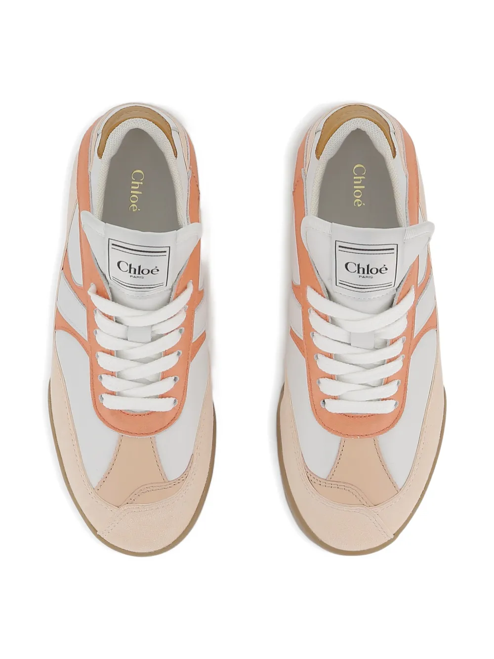 Chloé Kids panelled lace-up sneakers Wit