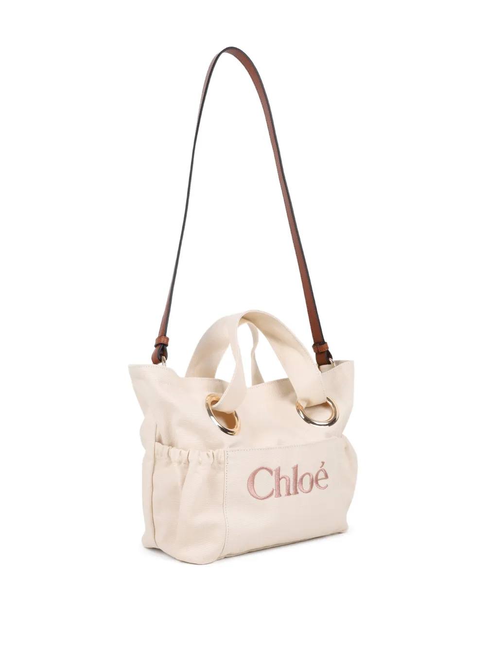 Chloé Kids Shopper met geborduurd logo Beige