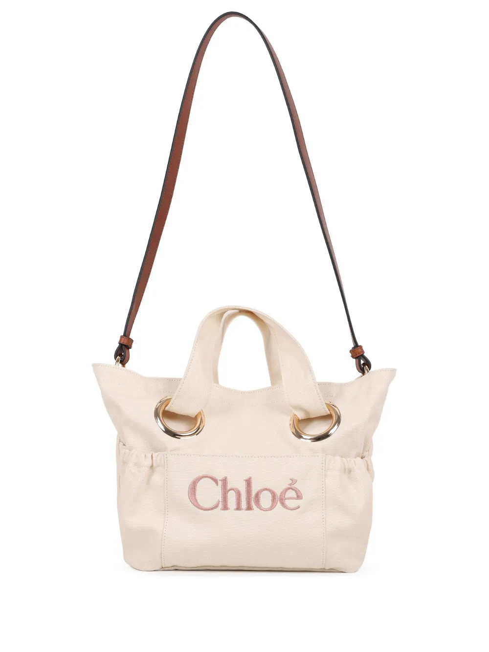 Chloé Kids logo-embroidered tote bag - Toni neutri