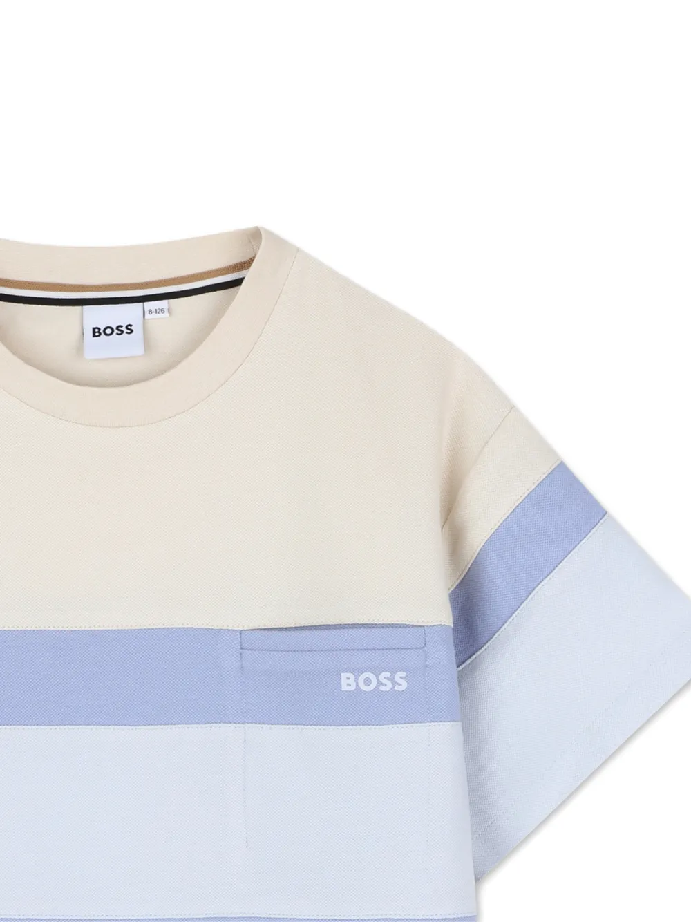 BOSS Kidswear Gestreept T-shirt met zak Beige