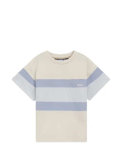 BOSS Kidswear loose-fit T-shirt with colour-block stripes