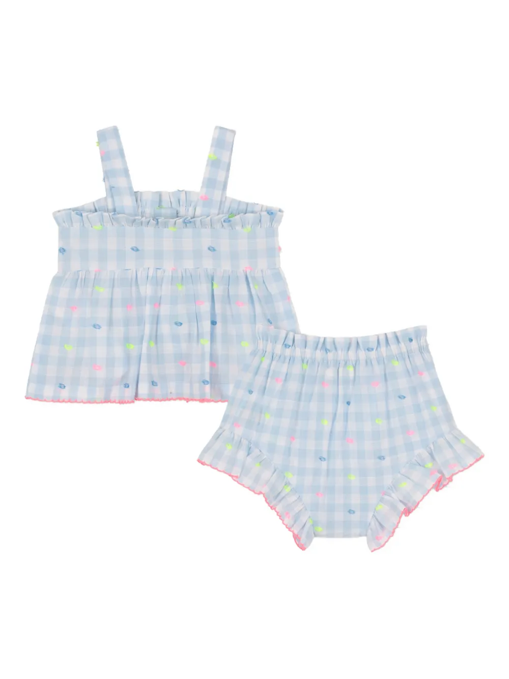  Billieblush Ruffled Check-pattern Shorts Set - Blue 