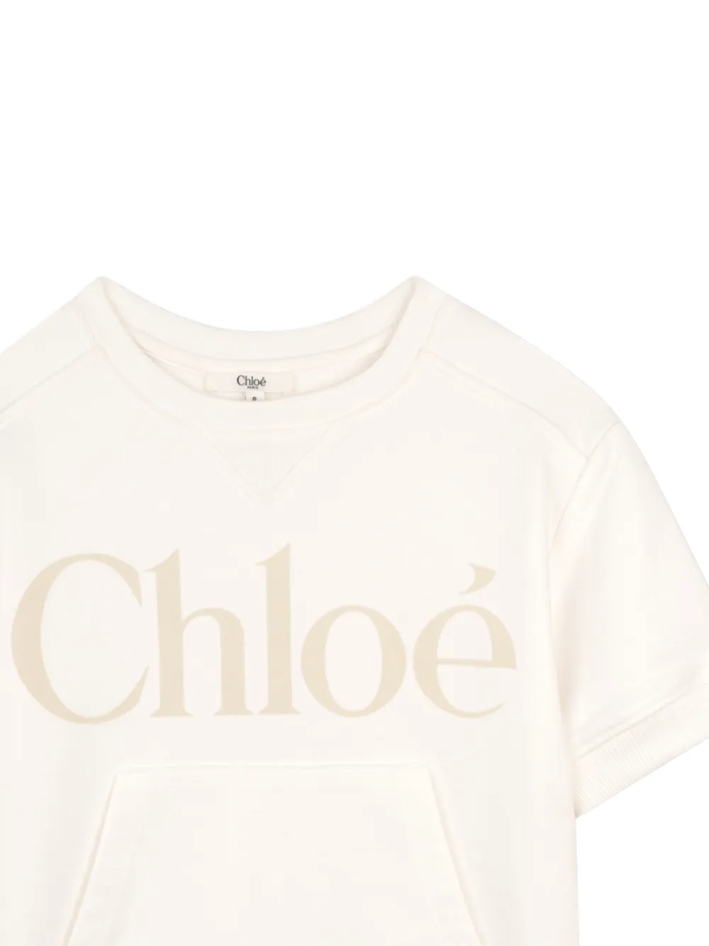 Chloé Kids Jurk met opgestikte zak Beige