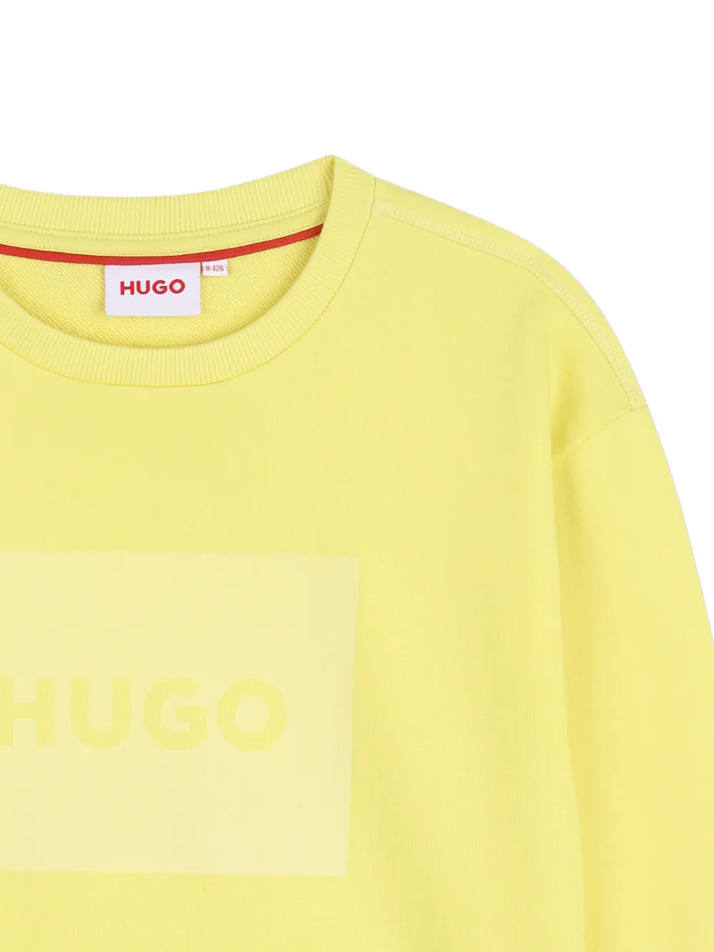 HUGO KIDS Sweater met logodetail en ronde hals Geel