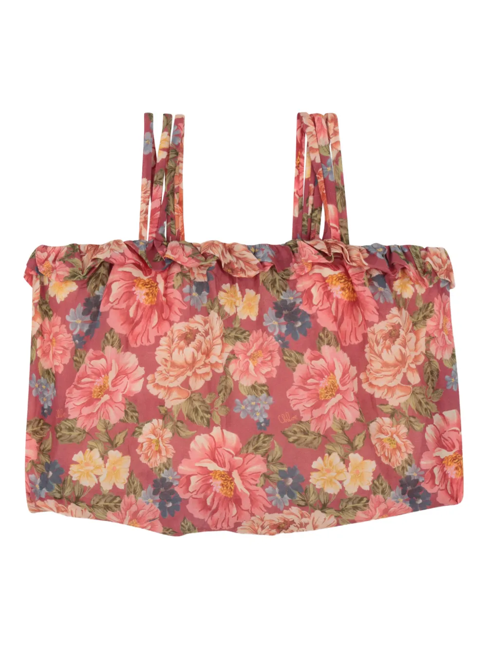 Chloé Kids Top met ruches en bloemenprint Roze