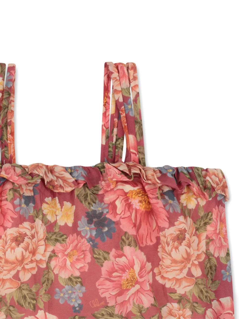 Chloé Kids Top met ruches en bloemenprint Roze