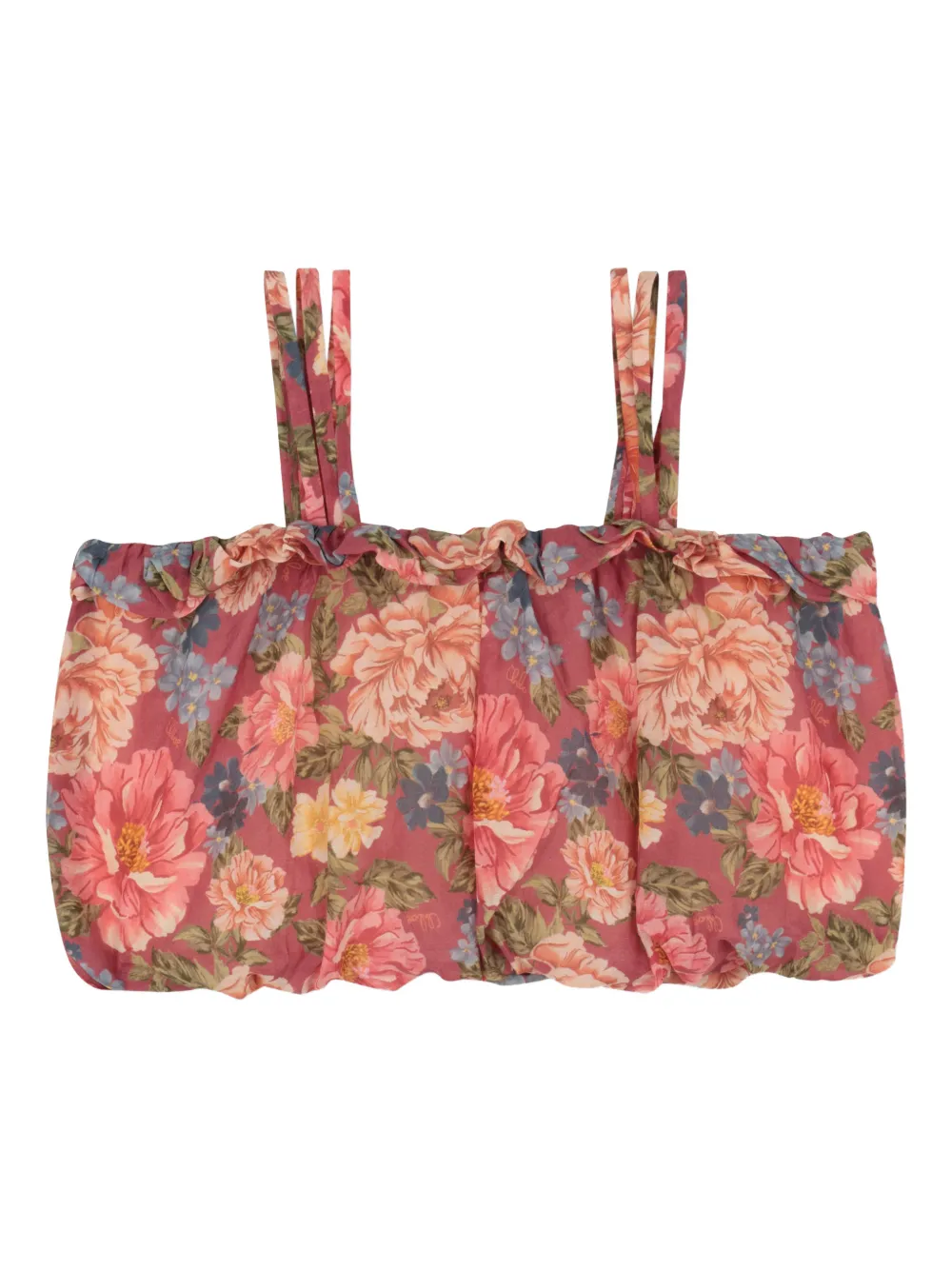 Chloé Kids Top a fiori con ruches - Rosa