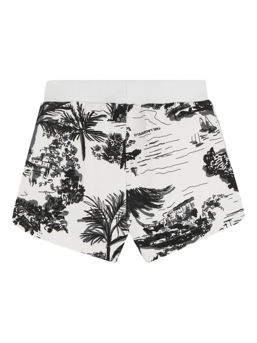 Karl Lagerfeld Kids Shorts met palmprint en tailleband Wit