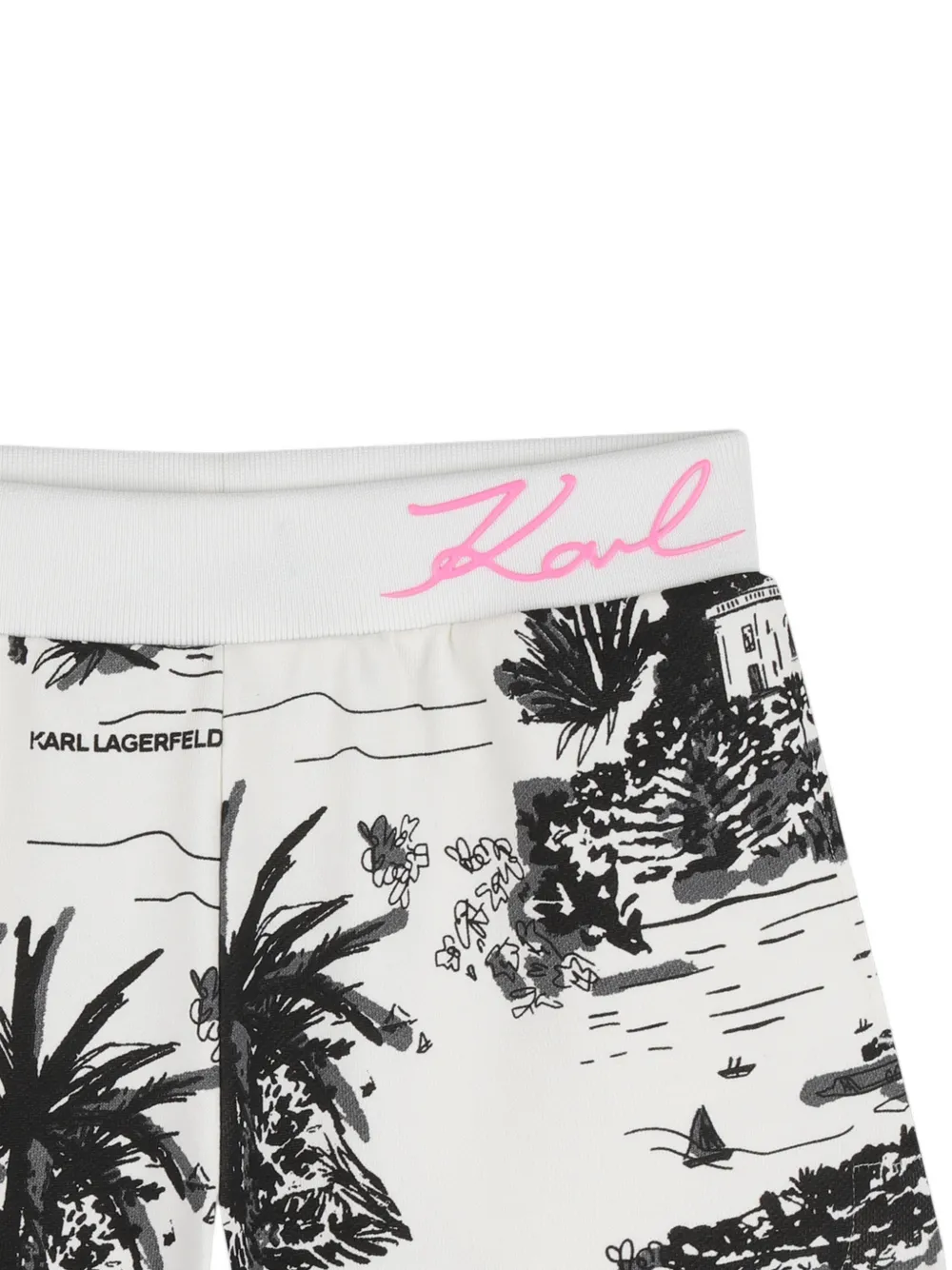Karl Lagerfeld Kids Shorts met palmprint en tailleband Wit