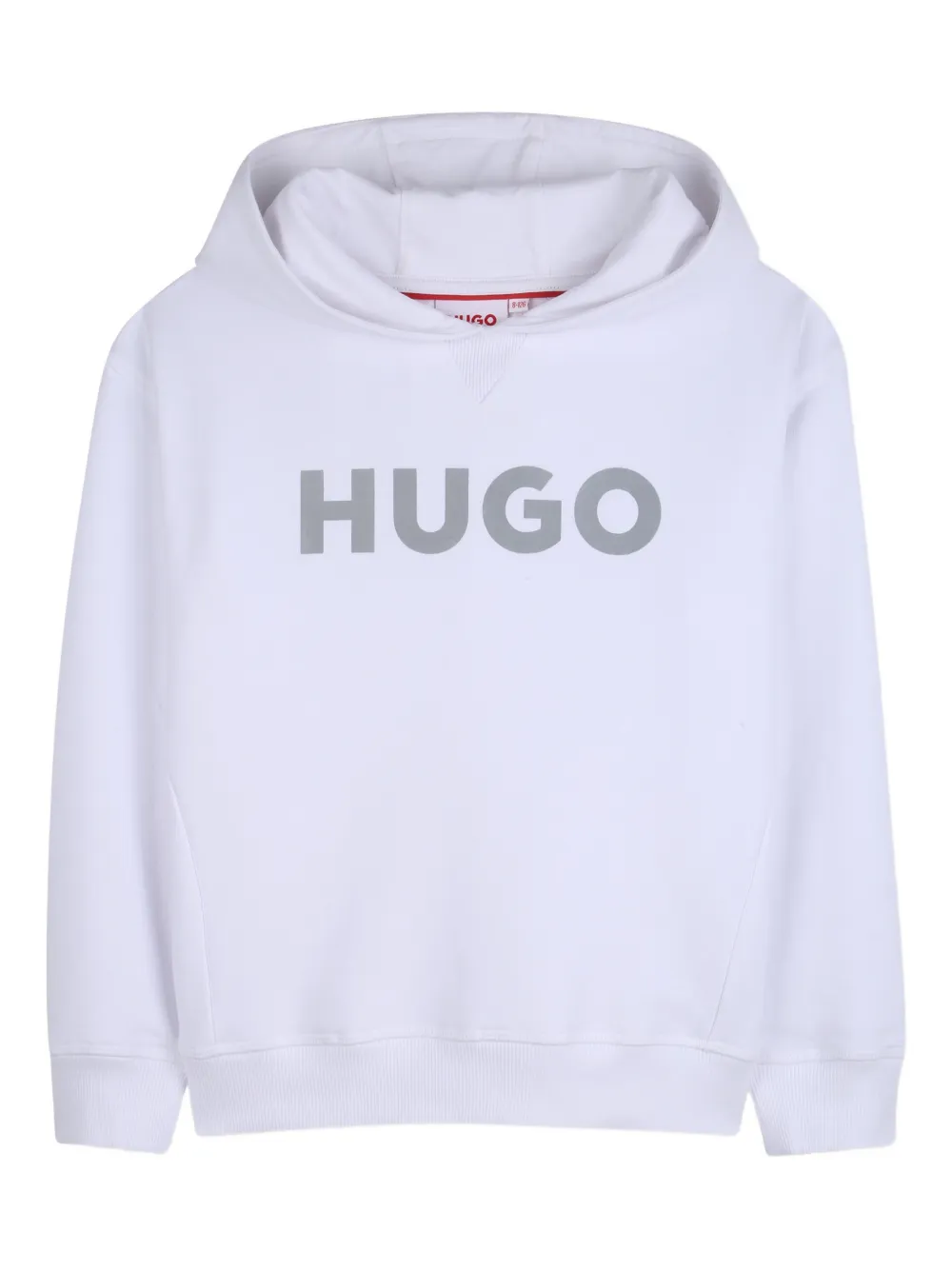 HUGO KIDS Felpa con cappuccio e logo - Bianco