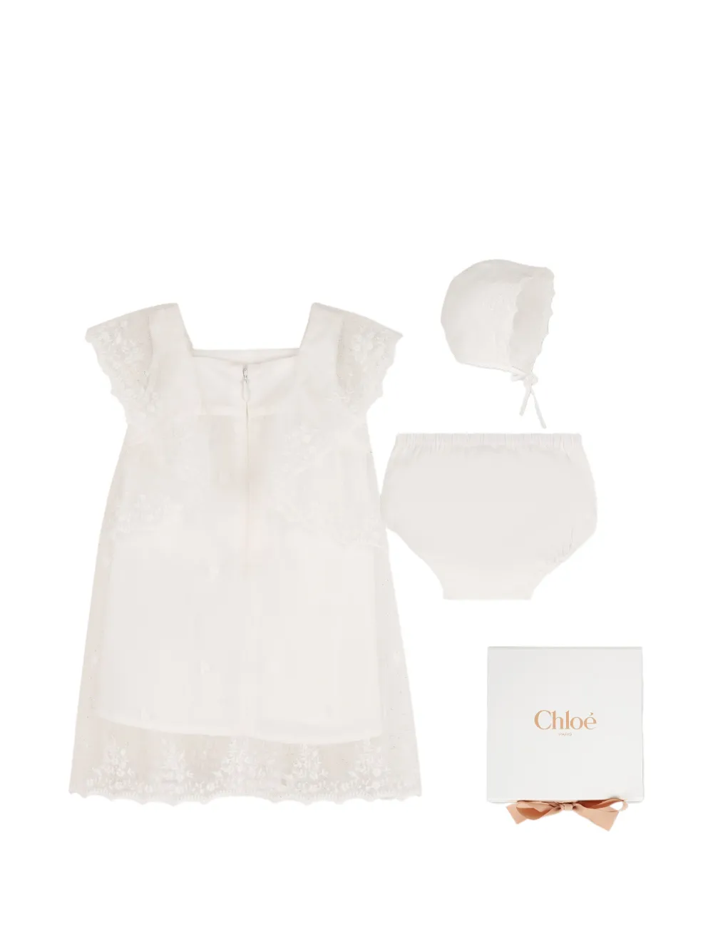  Chloé Kids Conjunto De Encaje - Blanco 