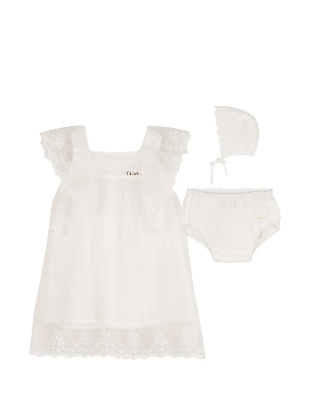 Chloé Kids Baby-Set aus Spitze - Weiß