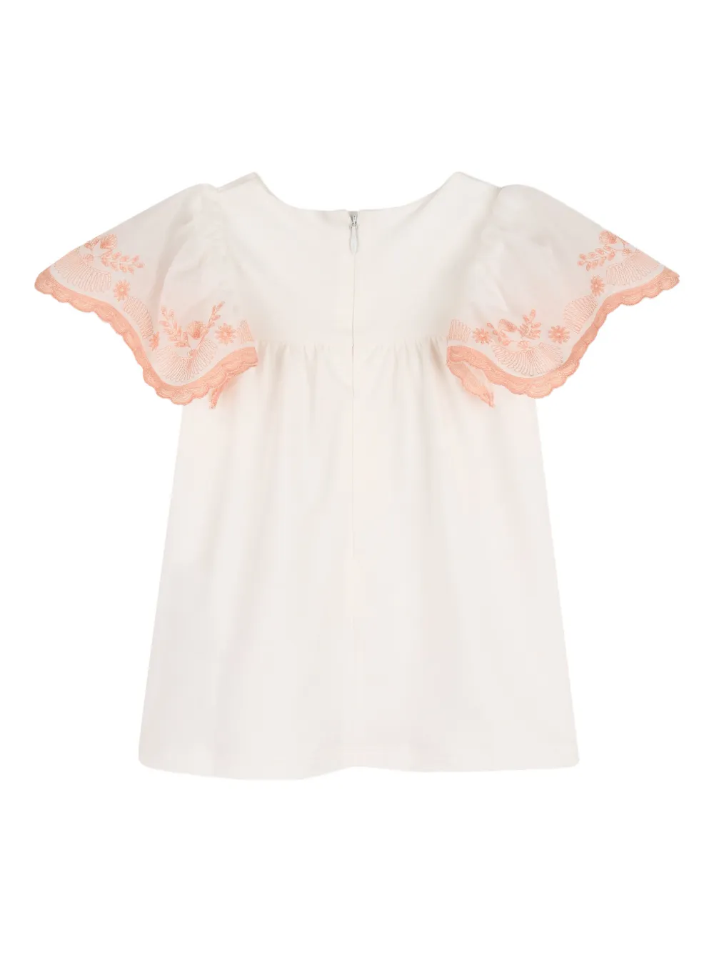 Chlo&eacute; Kids floral-embroidered short-sleeve dress - Wit