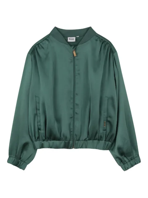 BOSS Kidswear gathered zip-up bomber jacket
