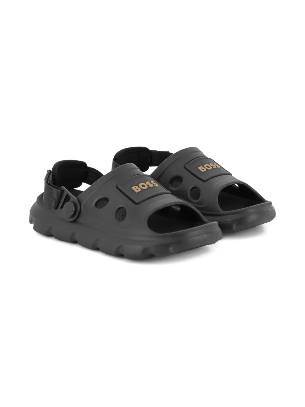BOSS Kidswear Sandali con placca logo - Nero